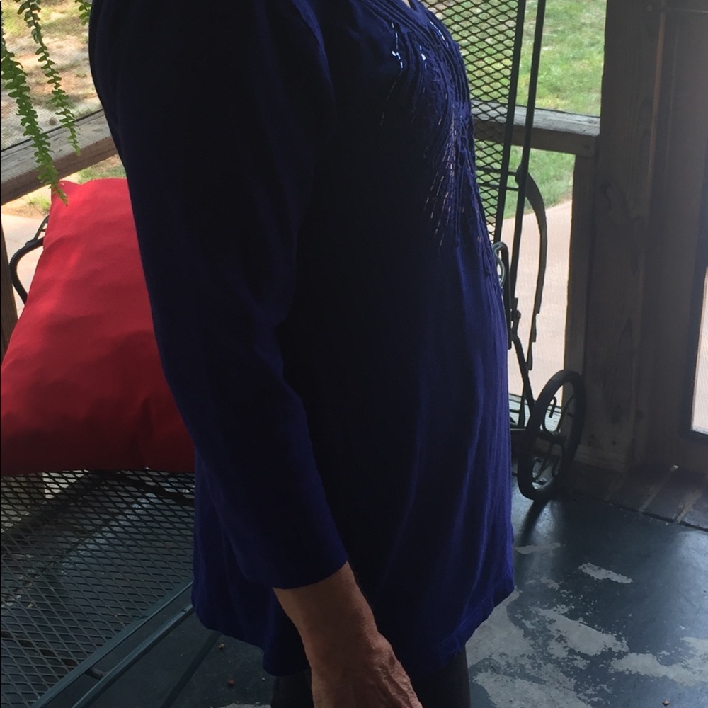 JM Collection Petite purple tunic/top with sequins